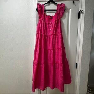 Old Navy Hot Pink Tiered Maxi Dress with Ruffle Straps
